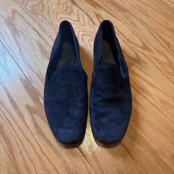 VINCE Vero Cuoio Paz Square Toe Flats Suede Women’s Size 6.5M Color Navy Blue - Picture 1 of 4
